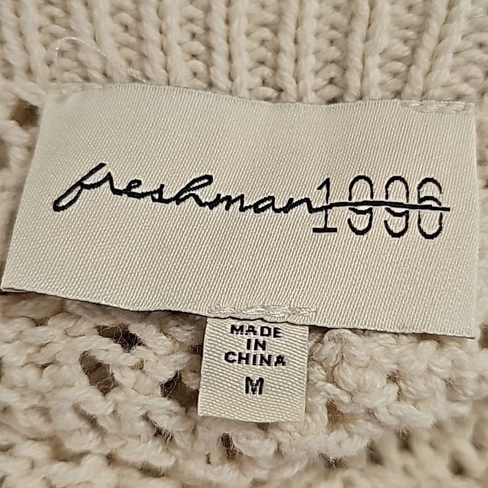 Freshman 1996 Cream Crocheted Cropped Tank Top - Size Medium - Picture 4 of 6
